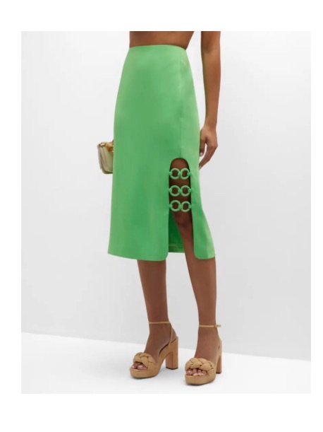 Alexis Villette Maxi Skirt With Chain-Link Side Detail Green Xs